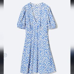 Printed V-Neck Short-Sleeve Mini Dress